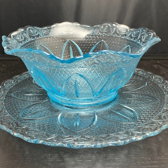Princess House Dining Princess House Crystal Blue Serving Plate And